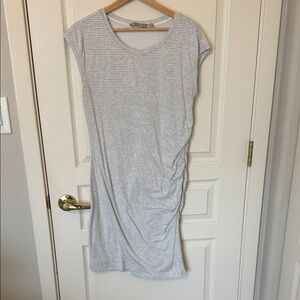 Athleta Light Gray Striped Midi Dress